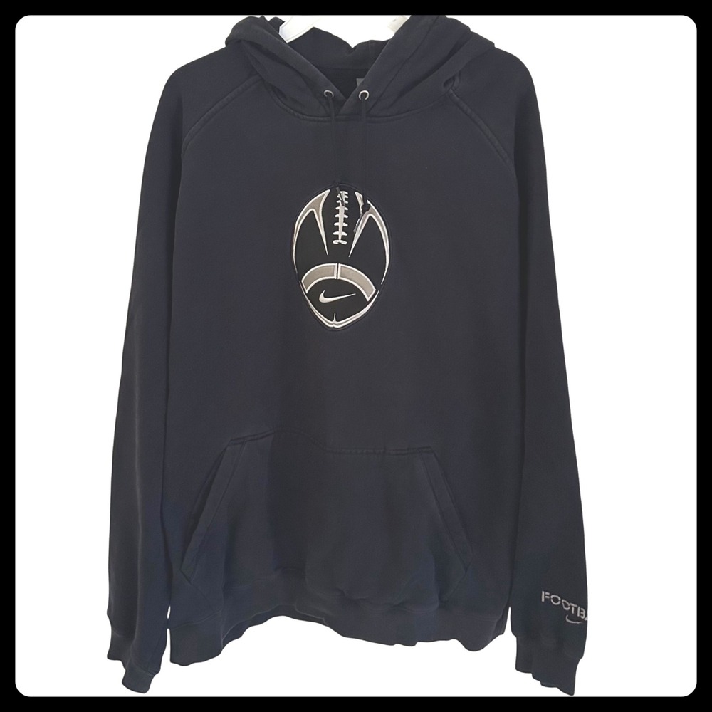 Vintage Nike Football Hoodie Sz. 2X Black Embroidered Pullover Sweatshirt Unisex